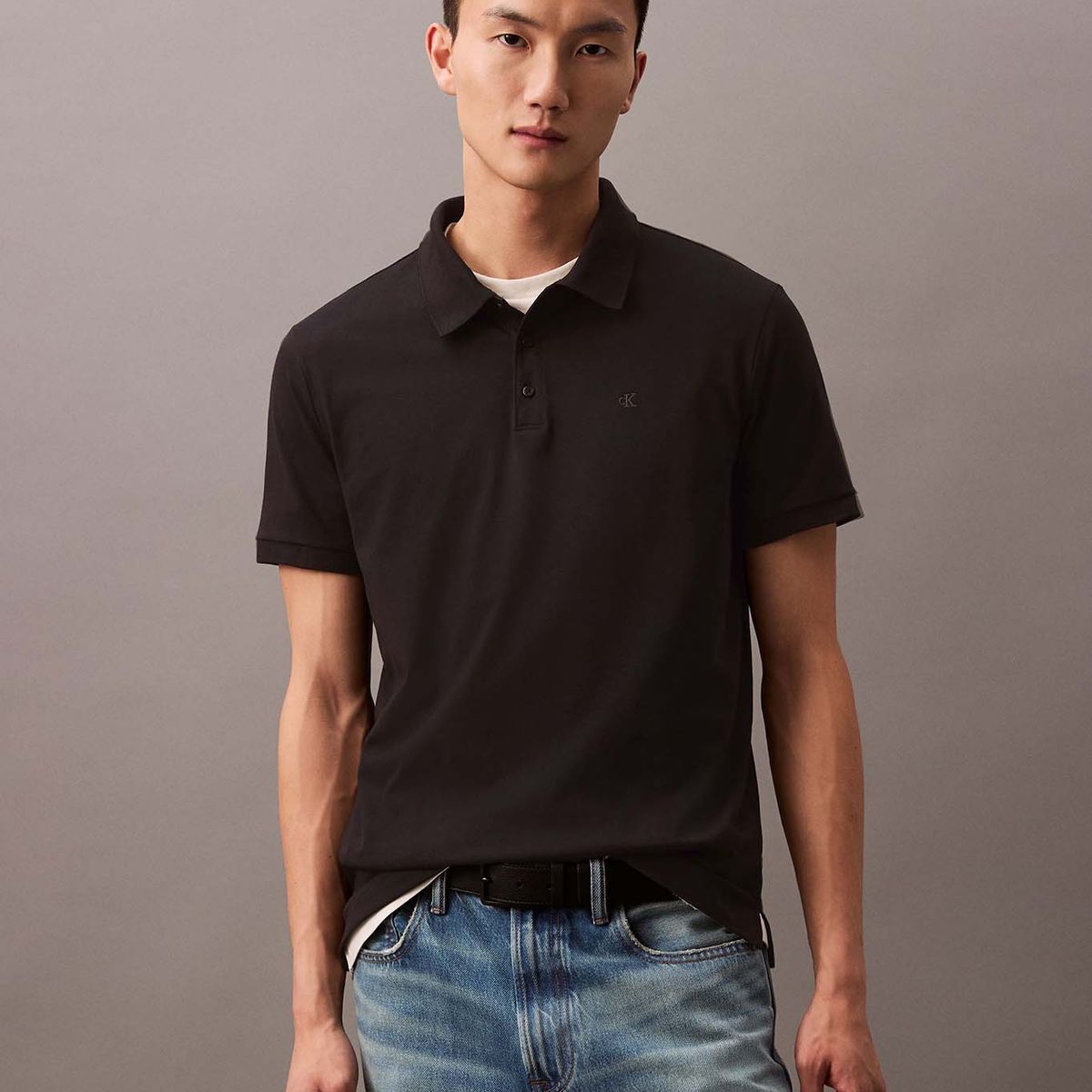 CALVIN KLEIN - Polo con Monograma Bordado Negro Calvin Klein