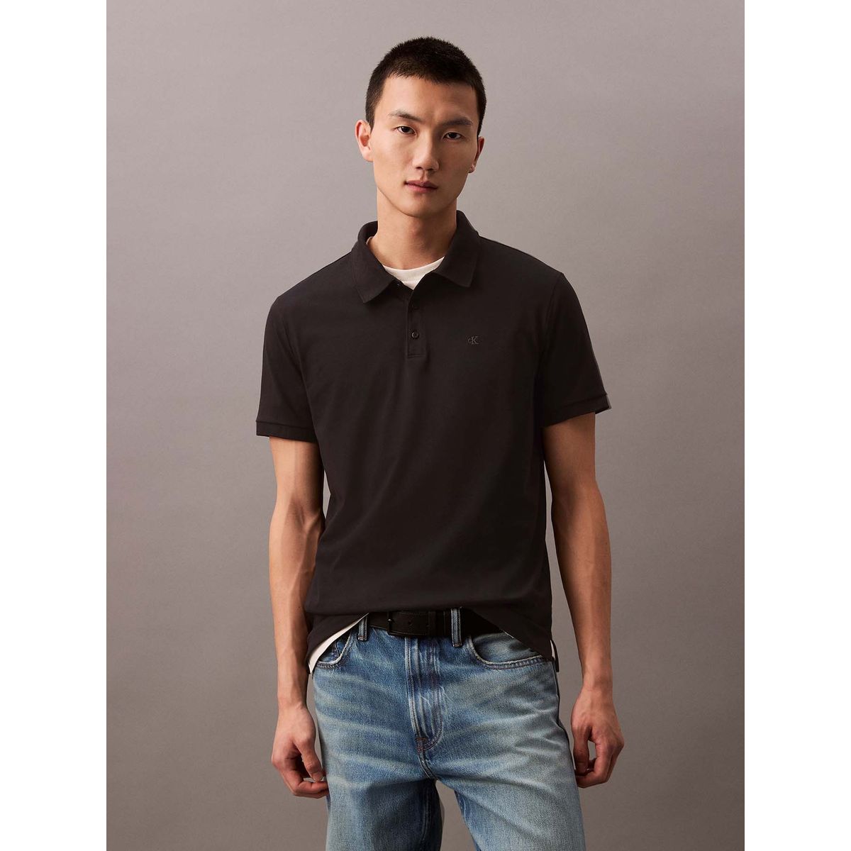 CALVIN KLEIN - Polo con Monograma Bordado Negro Calvin Klein