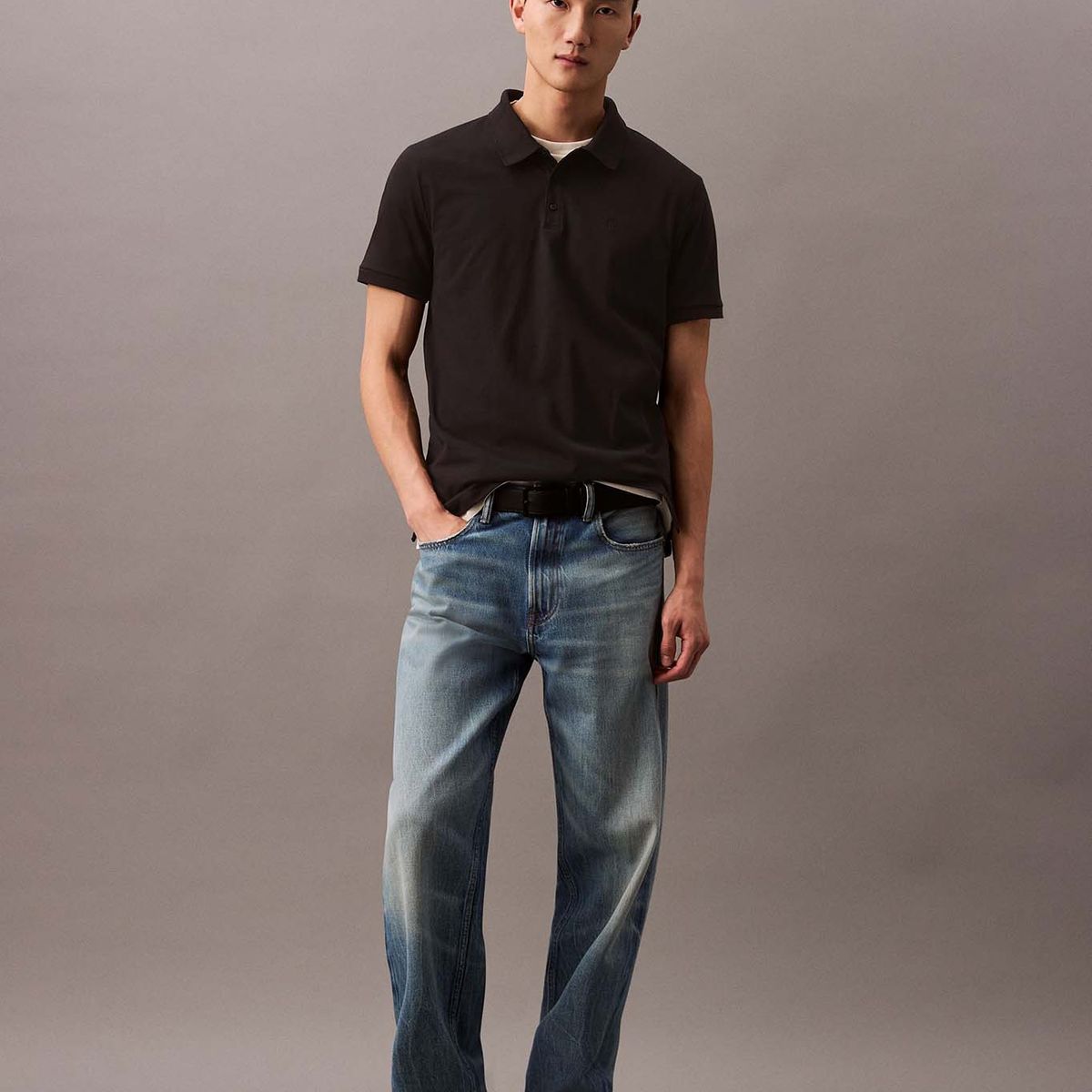 CALVIN KLEIN - Polo con Monograma Bordado Negro Calvin Klein