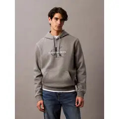 CALVIN KLEIN - Polerón con Gorro Monograma Gris