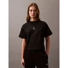CALVIN KLEIN - Polera Cropped con Monograma Negro