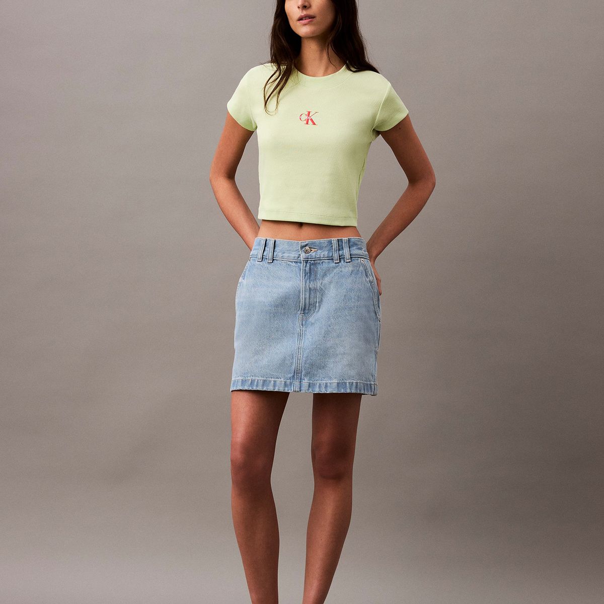 CALVIN KLEIN - Polera Mnogram Baby Verde Calvin Klein