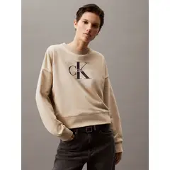 CALVIN KLEIN - Polerón Relaxed con Logo Estampado Beige