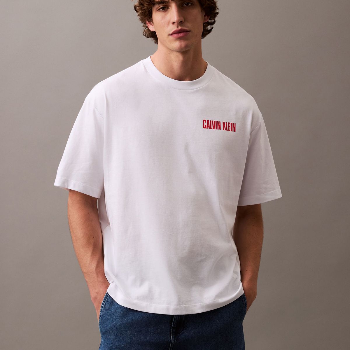 CALVIN KLEIN - Polera Vert Logo Graphic Blanco Calvin Klein