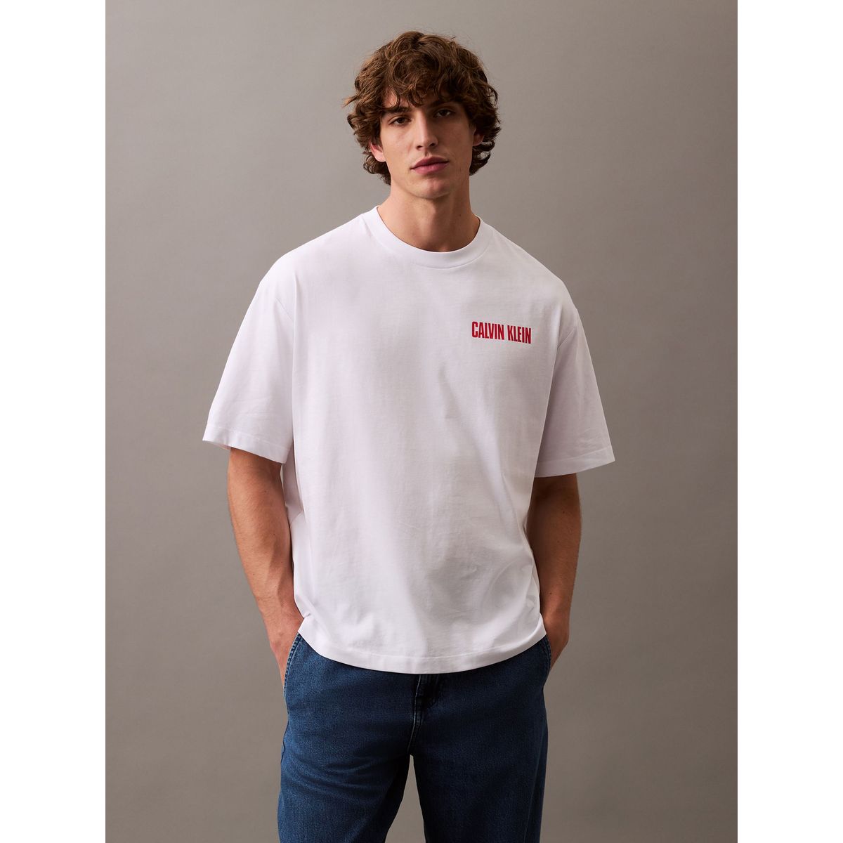 CALVIN KLEIN - Polera Vert Logo Graphic Blanco Calvin Klein