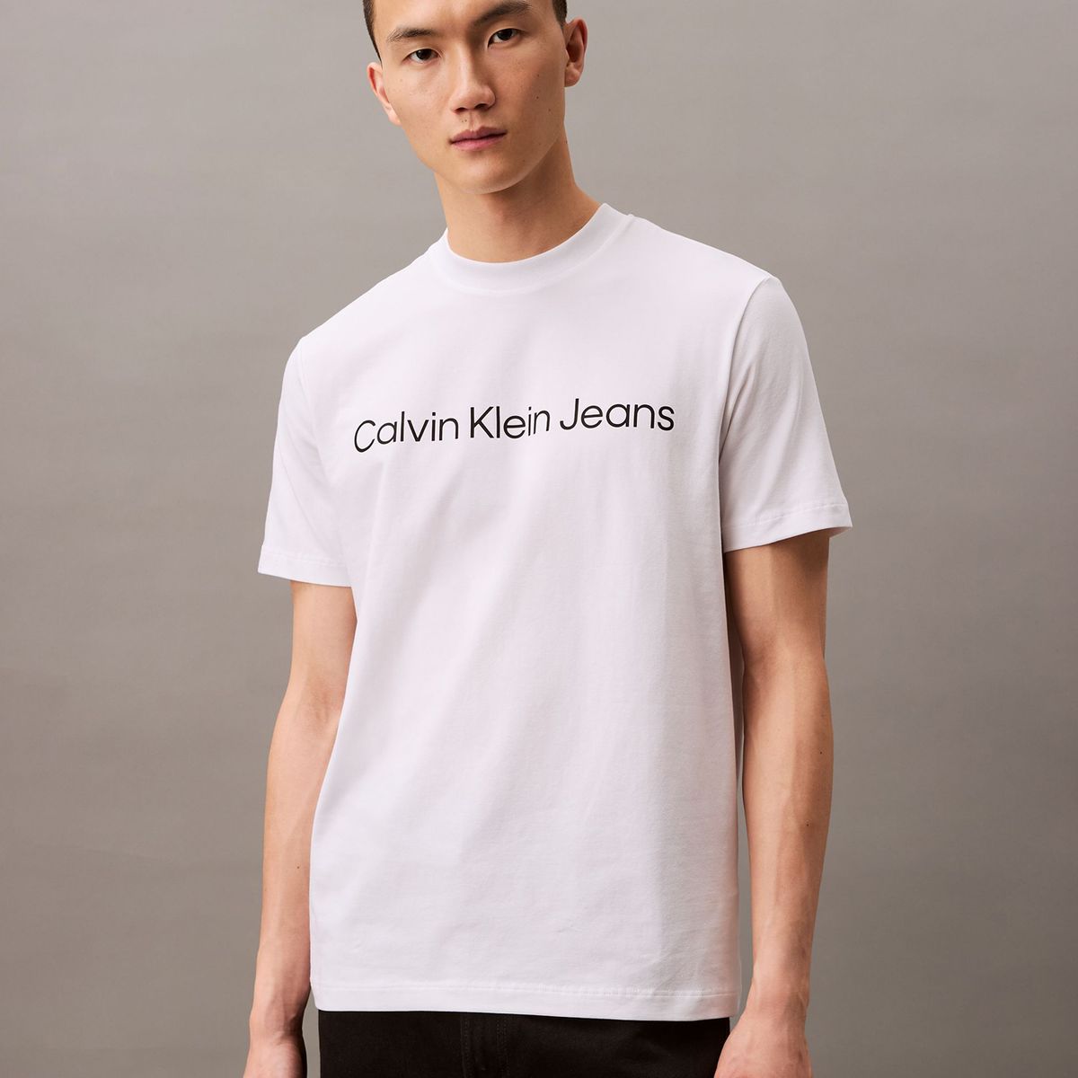 CALVIN KLEIN - Polera Regular con Logotipo Blanco Calvin Klein