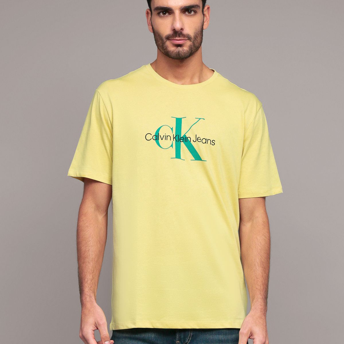 CALVIN KLEIN - Polera Monogram Amarillo Calvin Klein