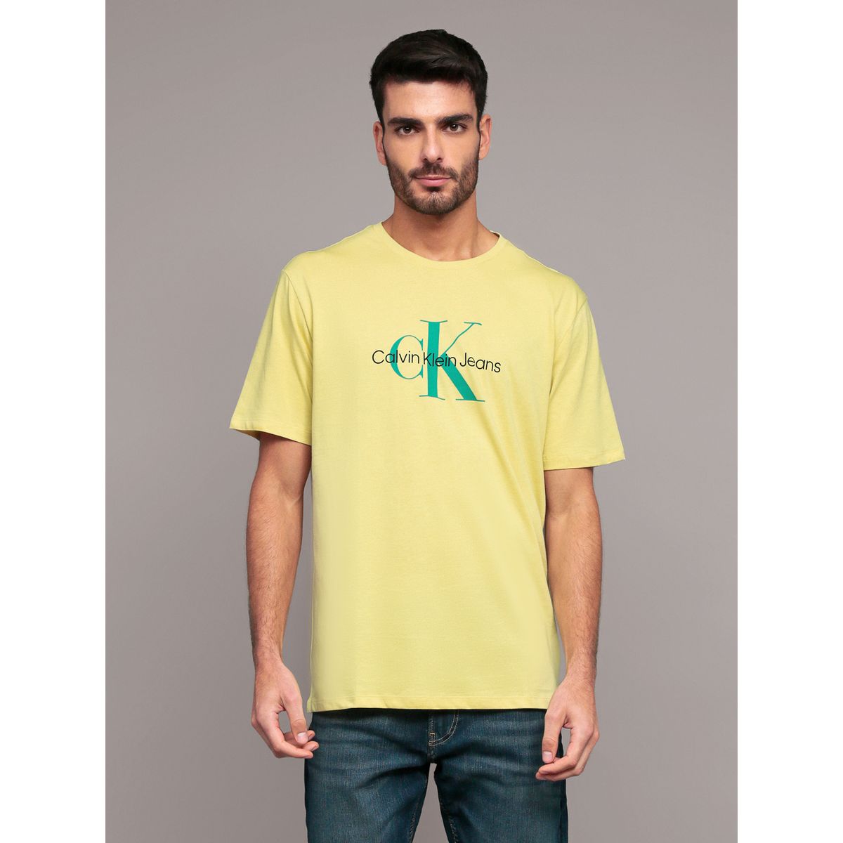 CALVIN KLEIN - Polera Monogram Amarillo Calvin Klein