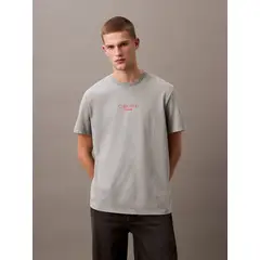 CALVIN KLEIN - Polera Acid Wash Graphic Gris