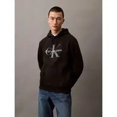 CALVIN KLEIN - Polerón con Gorro Monograma Negro