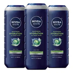 NIVEA - Gel de Ducha Men Hidratación con Aloe Vera 3 x 500 mL