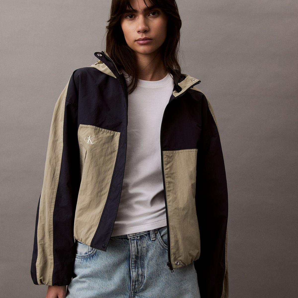 CALVIN KLEIN - Chaqueta de Dos Tonos de Ripstop Azul Calvin Klein