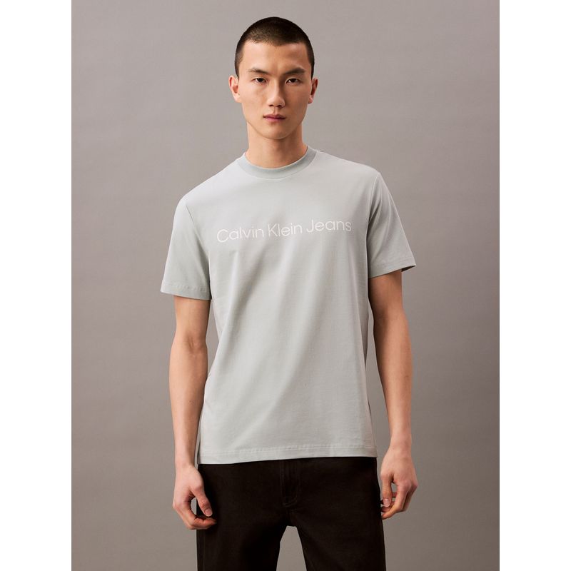 CALVIN KLEIN - Polera Regular con Logotipo Gris Calvin Klein