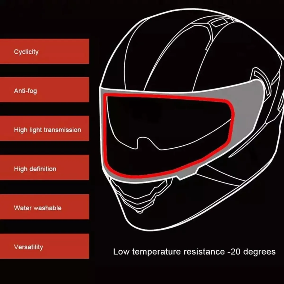 GENERICO - Pinlock Y Lámina Antiempañante O Visor Casco Moto Universal