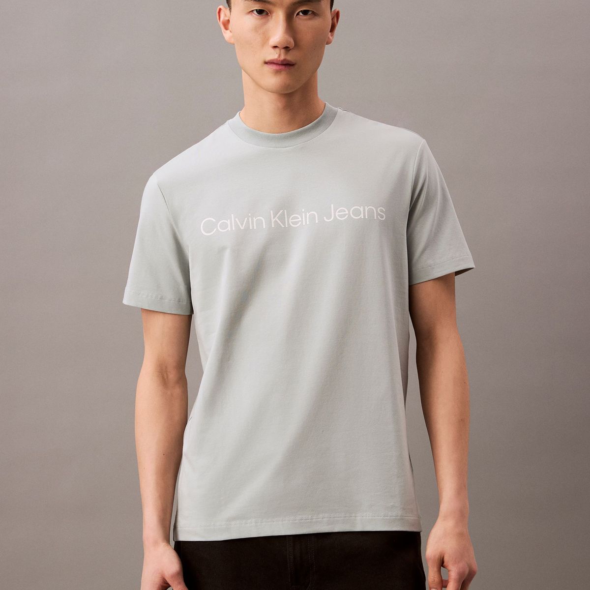 CALVIN KLEIN - Polera Regular con Logotipo Gris Calvin Klein