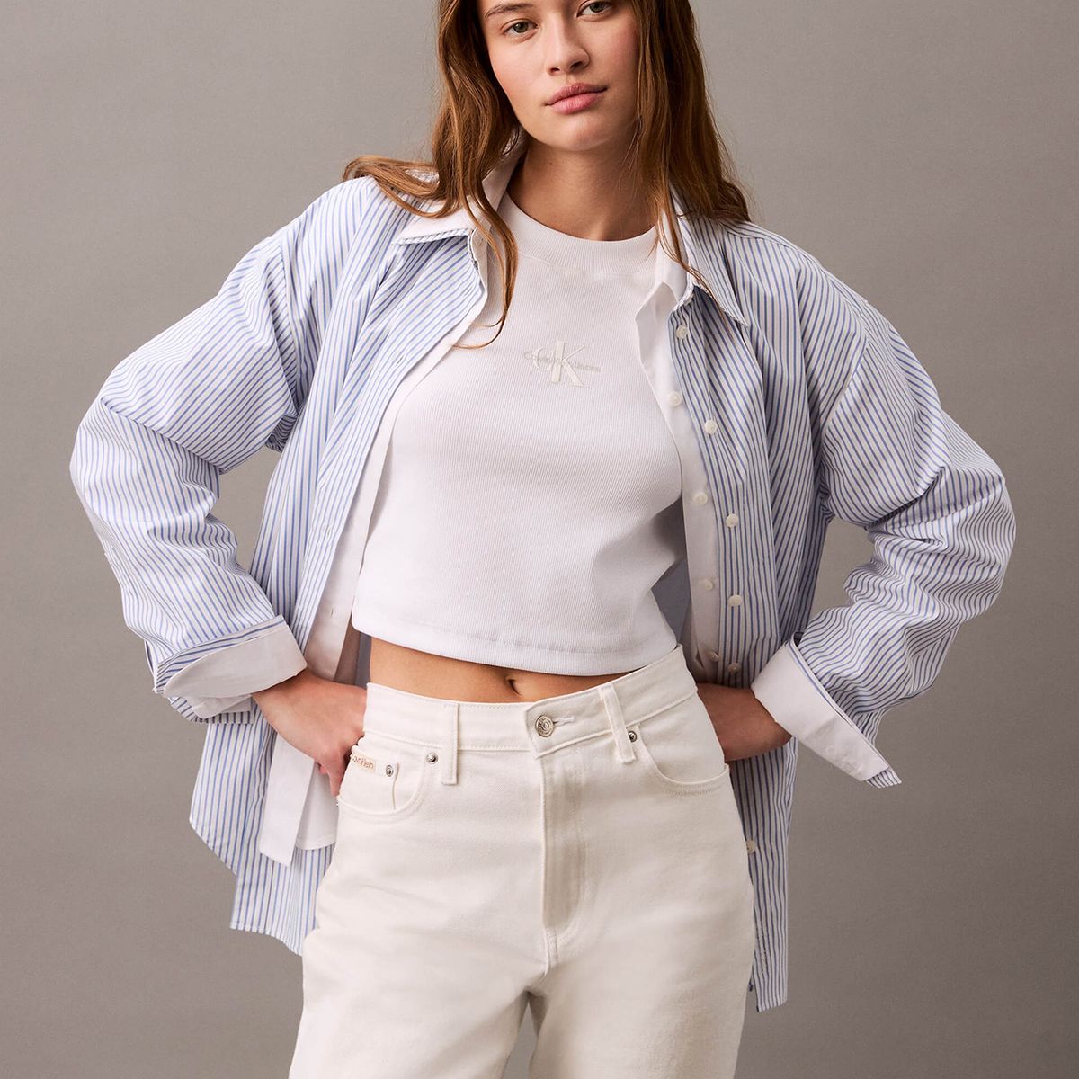 CALVIN KLEIN - Polera Mnogram Baby Blanco Calvin Klein