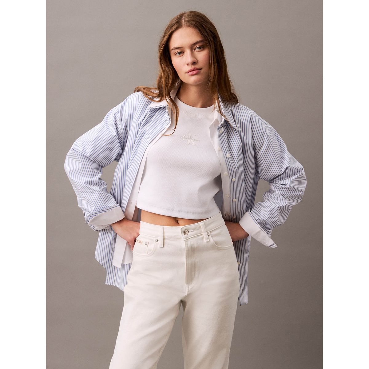 CALVIN KLEIN - Polera Mnogram Baby Blanco Calvin Klein