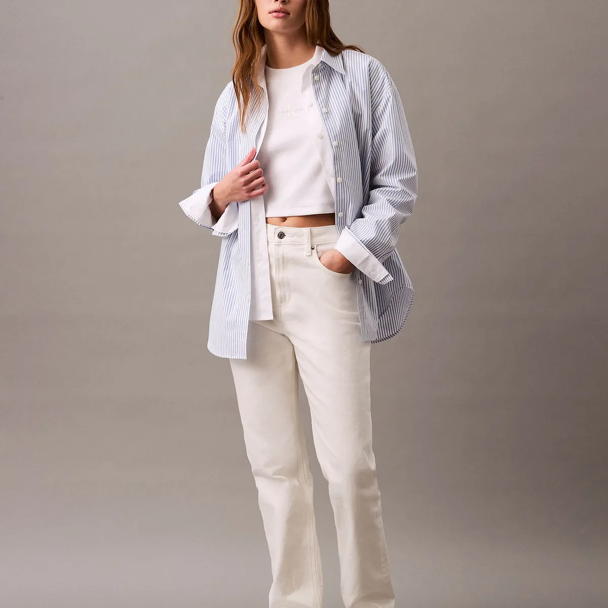 CALVIN KLEIN - Polera Mnogram Baby Blanco Calvin Klein