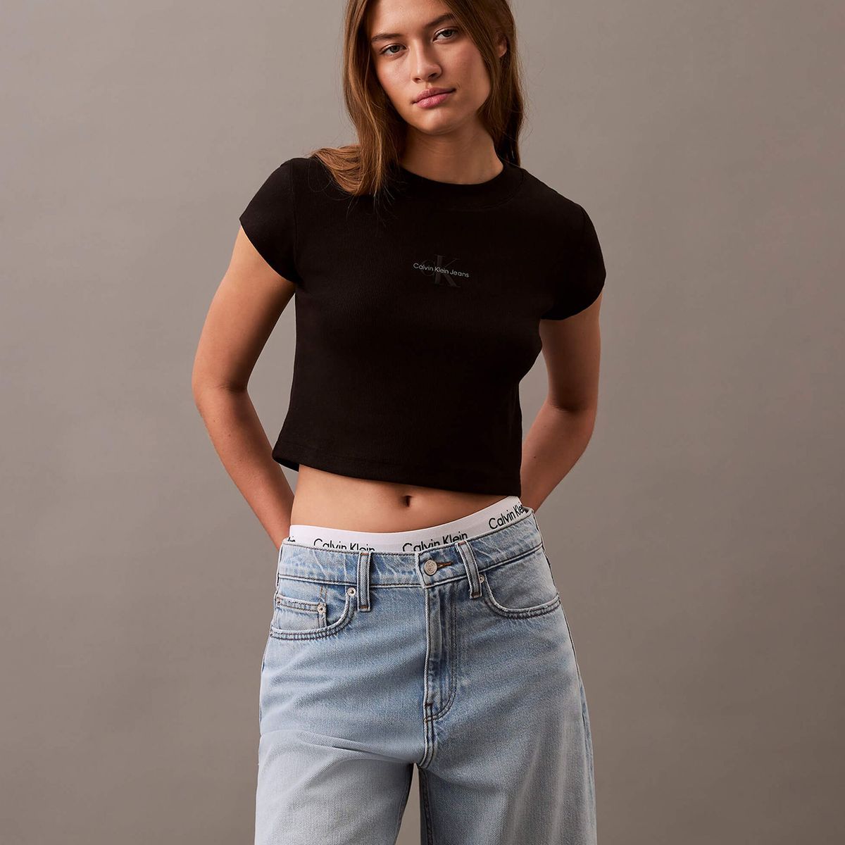 CALVIN KLEIN - Polera Mnogram Baby Negro Calvin Klein