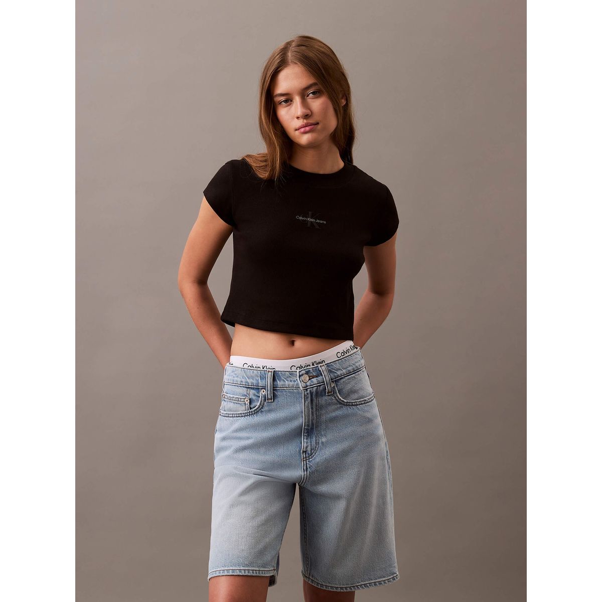 CALVIN KLEIN - Polera Mnogram Baby Negro Calvin Klein