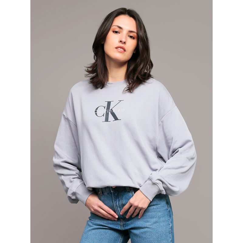 CALVIN KLEIN - Polerón Monogram Terry Lila Calvin Klein