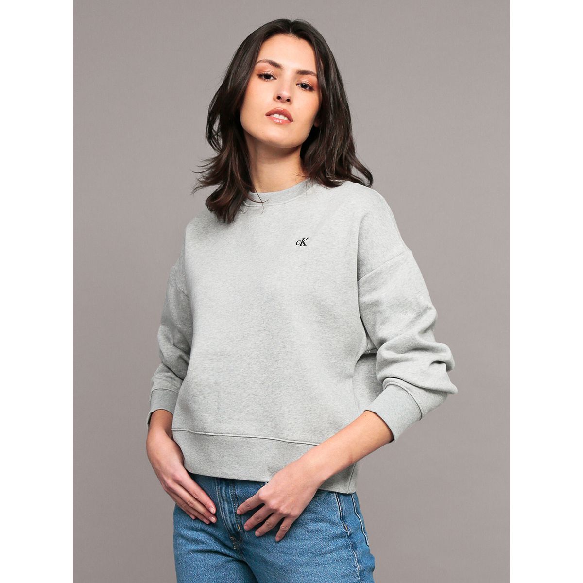 CALVIN KLEIN - Polerón Archive Logo Gris Calvin Klein