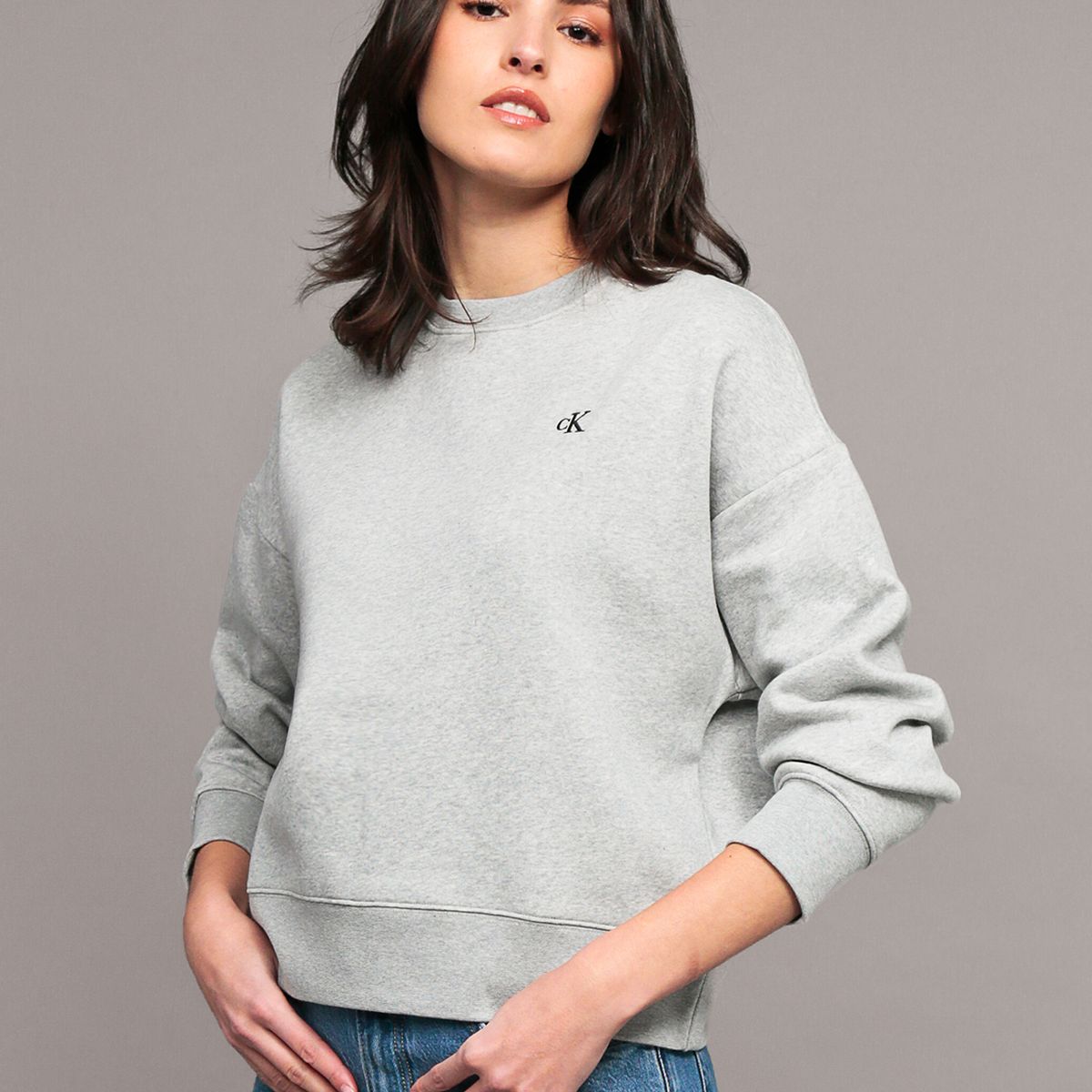 CALVIN KLEIN - Polerón Archive Logo Gris Calvin Klein