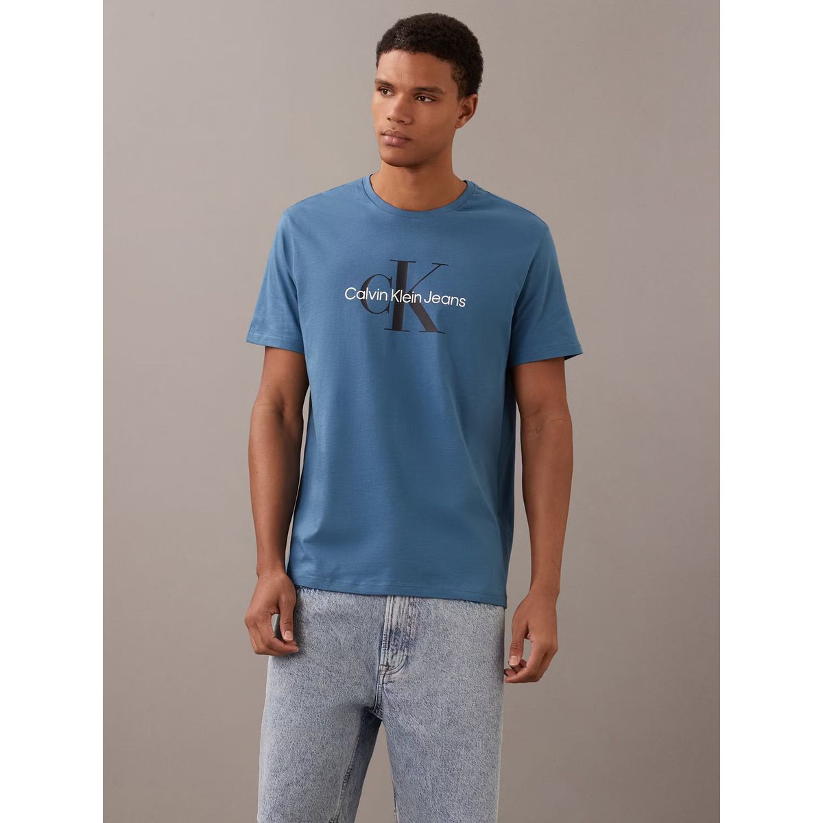 CALVIN KLEIN - Polera Monogram Azul Calvin Klein