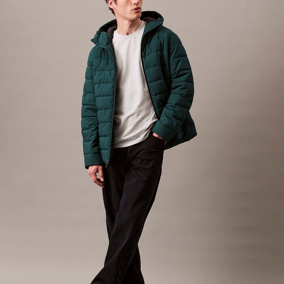 CALVIN KLEIN - Polera con Logo Tonal Gris Calvin Klein