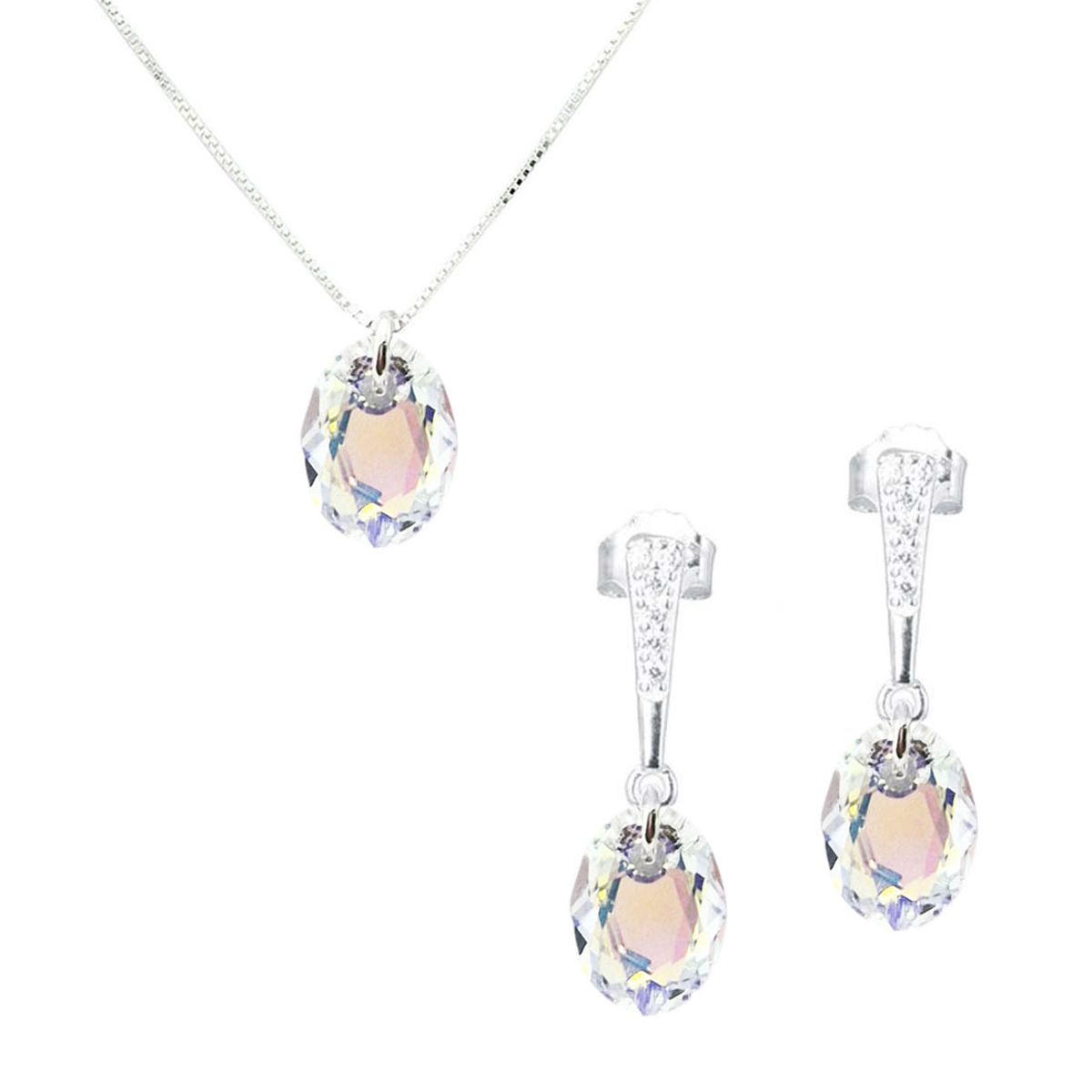 JOYAS MONTERO - Conjunto Antonia Plata 925creado con cristales de Swarovski® Aurora Boreal