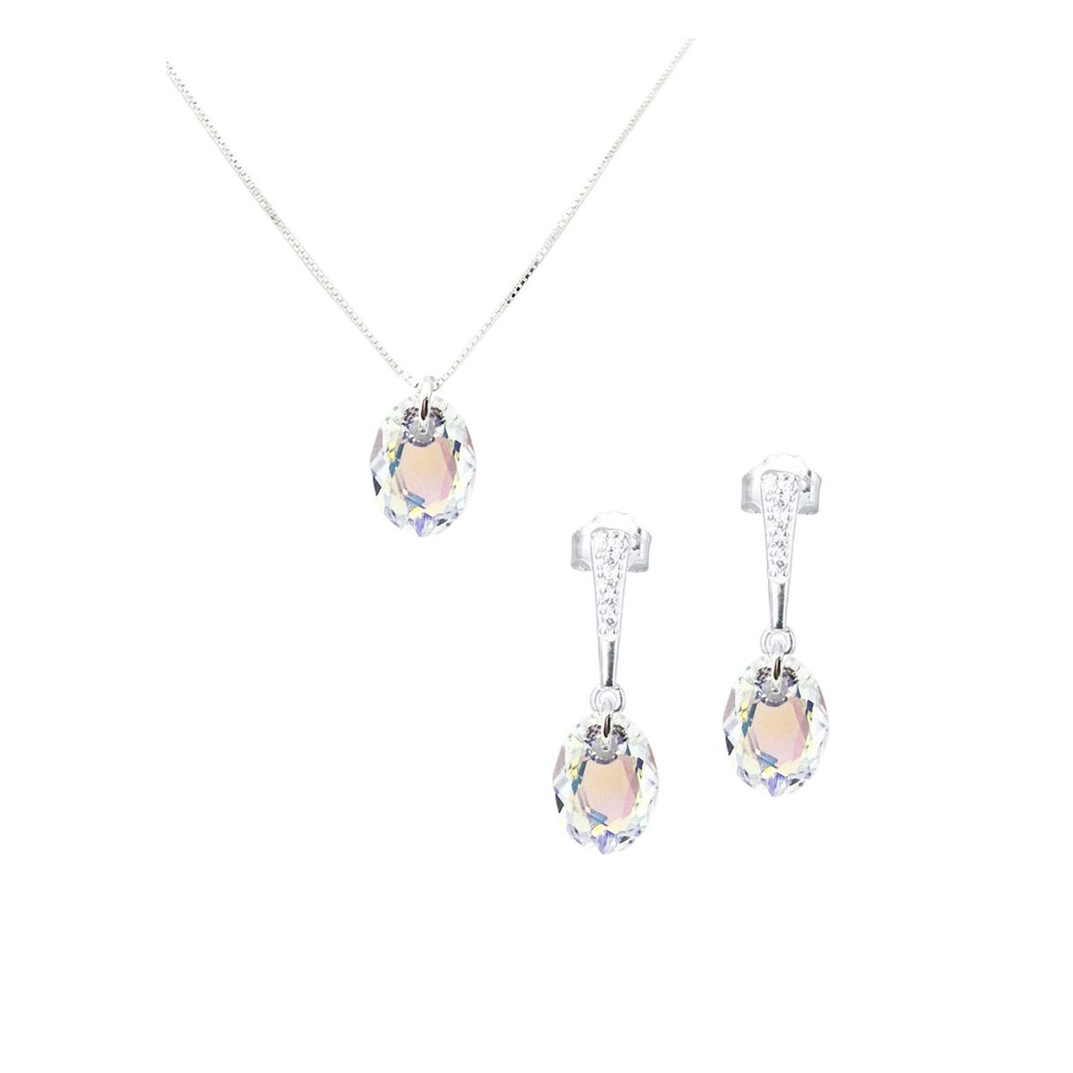 JOYAS MONTERO - Conjunto Antonia Plata 925creado con cristales de Swarovski® Aurora Boreal