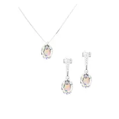 JOYAS MONTERO - Conjunto Antonia Plata 925creado con cristales de Swarovski® Aurora Boreal