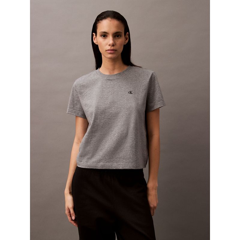 CALVIN KLEIN - Polera con Logo Archive Gris Calvin Klein