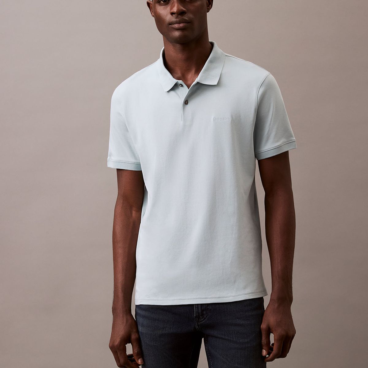 CALVIN KLEIN - Polo Refined Solid Liquid Celeste Calvin Klein