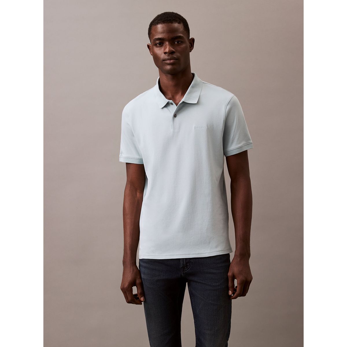CALVIN KLEIN - Polo Refined Solid Liquid Celeste Calvin Klein