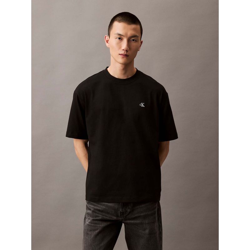 CALVIN KLEIN - Polera Relaxed con Monograma Archive Negro Calvin Klein