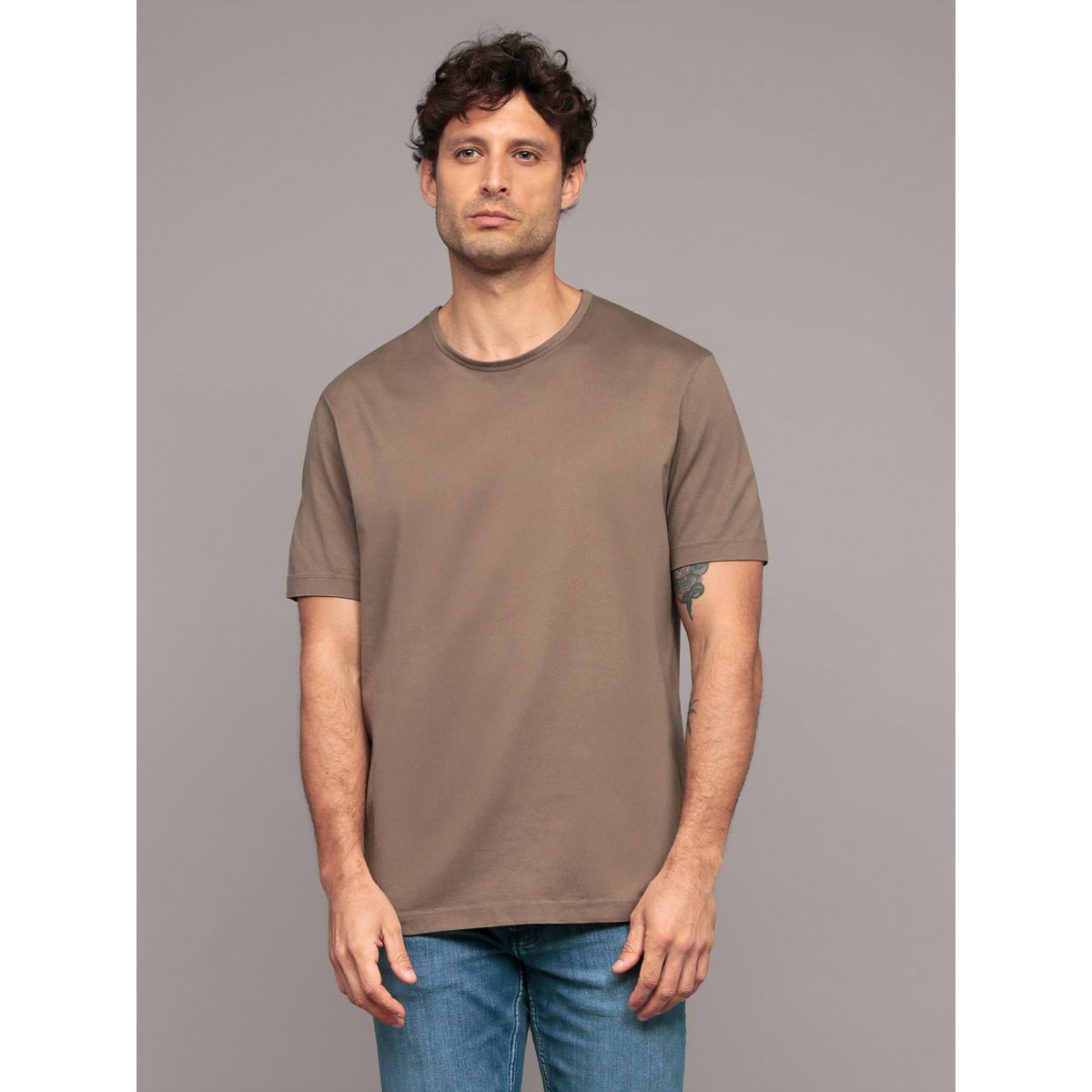 CALVIN KLEIN - Polera de Punto Global Hero Café Calvin Klein