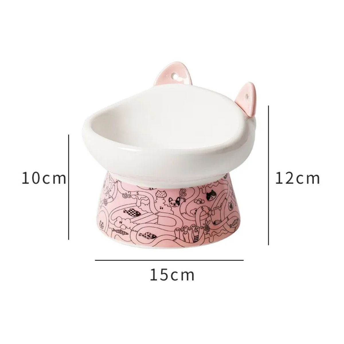 GENERICO - Plato Ceramica Orejas Tipo Cuchara Para Mascotas Rosado