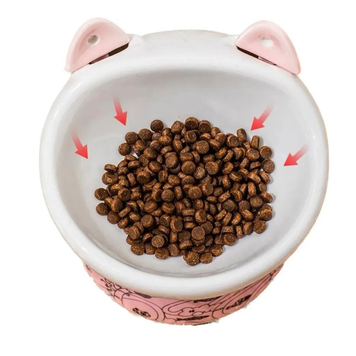 GENERICO - Plato Ceramica Orejas Tipo Cuchara Para Mascotas Rosado