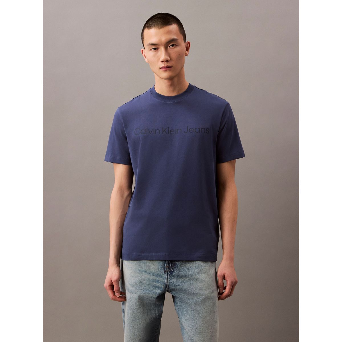 CALVIN KLEIN - Polera Regular con Logotipo Azul Calvin Klein