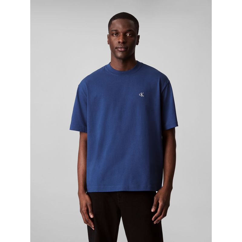 CALVIN KLEIN - Polera Relaxed con Monograma Archive Azul Calvin Klein
