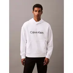 CALVIN KLEIN - Polerón con Gorro con Logo Estándar Blanco