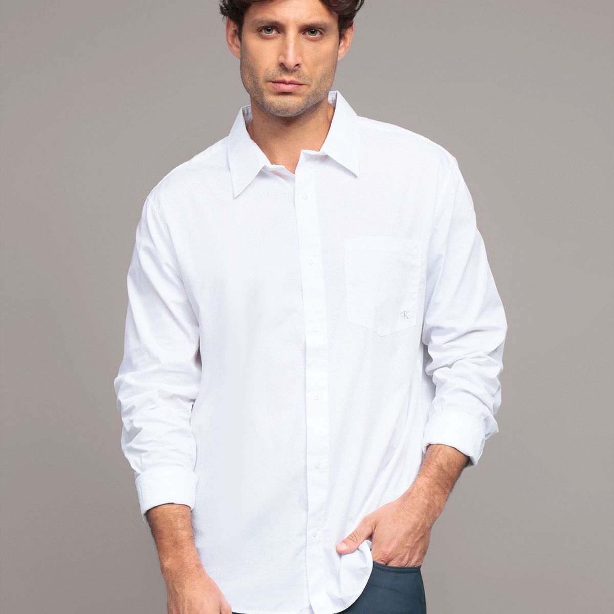 CALVIN KLEIN - Camisa Clásica Poplin Blanco Calvin Klein