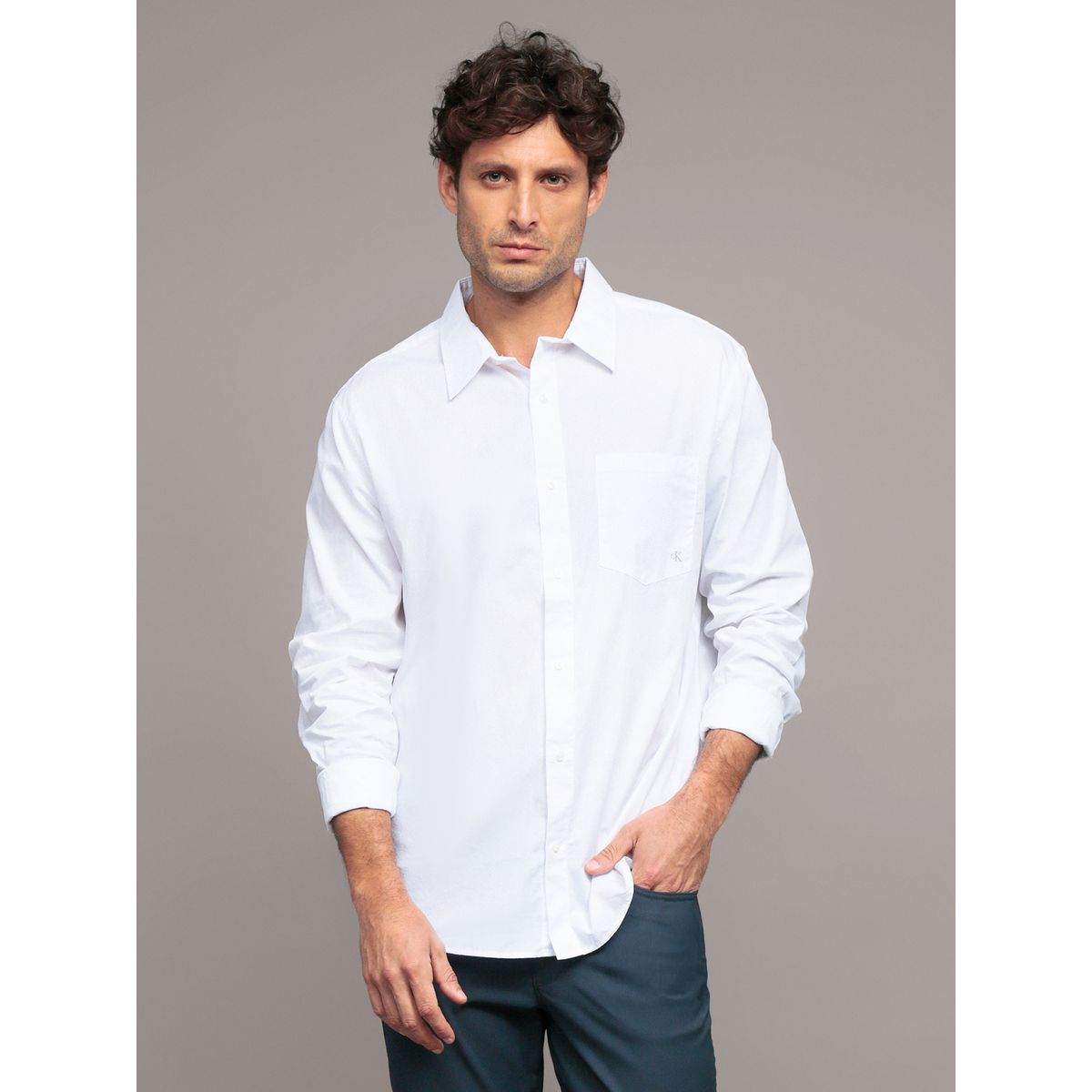 CALVIN KLEIN - Camisa Clásica Poplin Blanco Calvin Klein