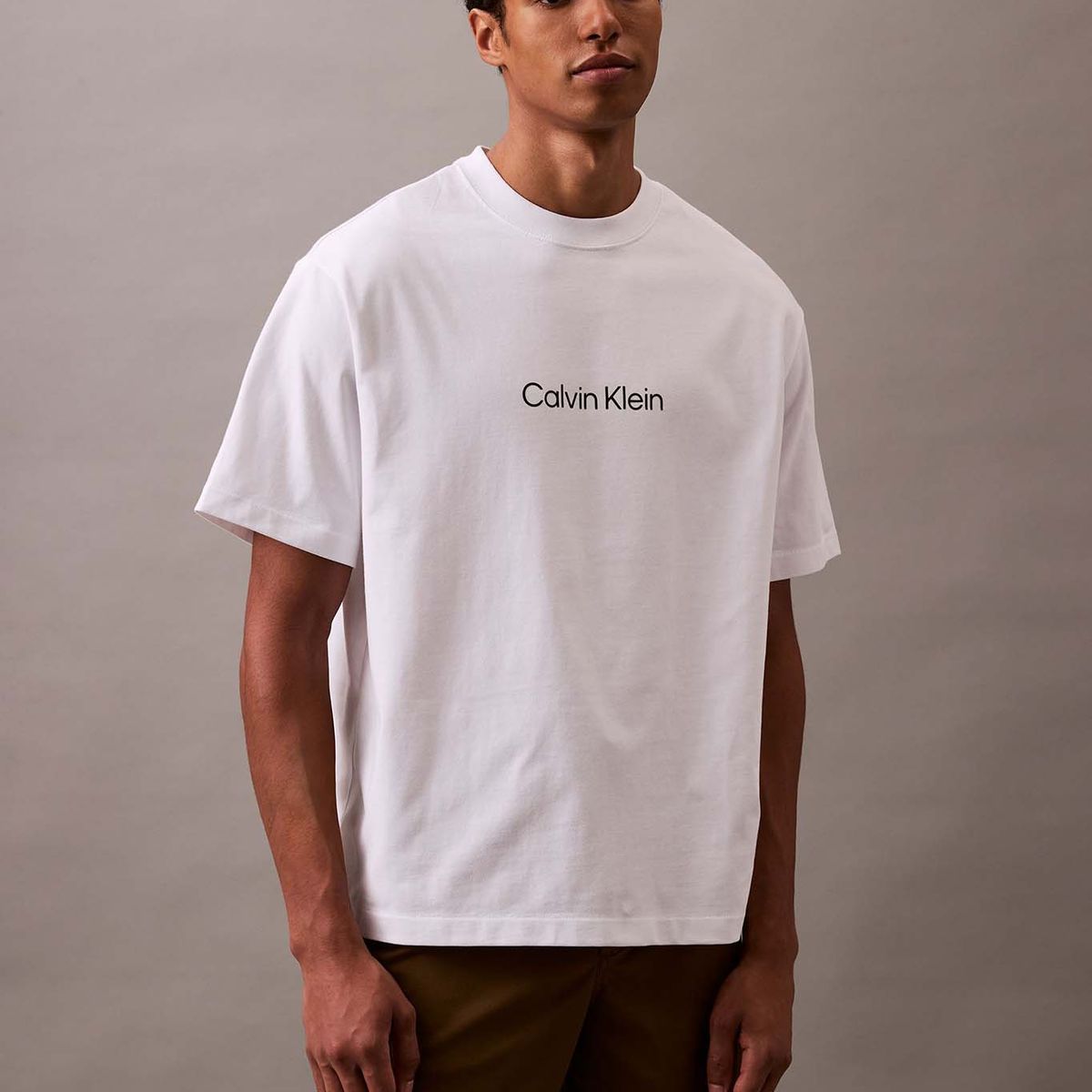 CALVIN KLEIN - Polera Relaxed con Logo Blanco Calvin Klein