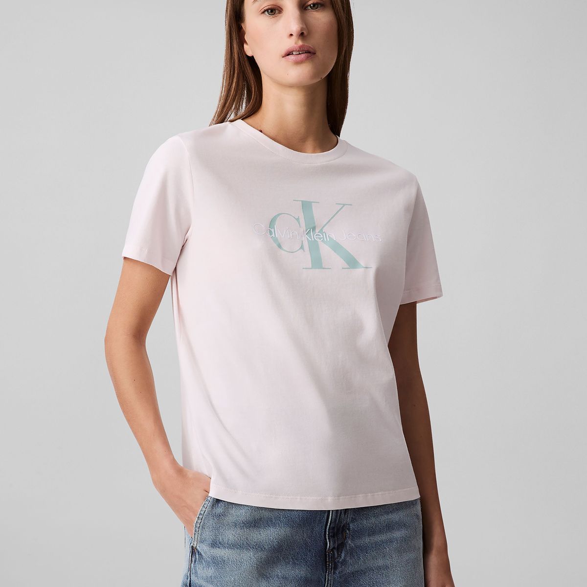 CALVIN KLEIN - Polera Clásica con Logo Blanco Calvin Klein