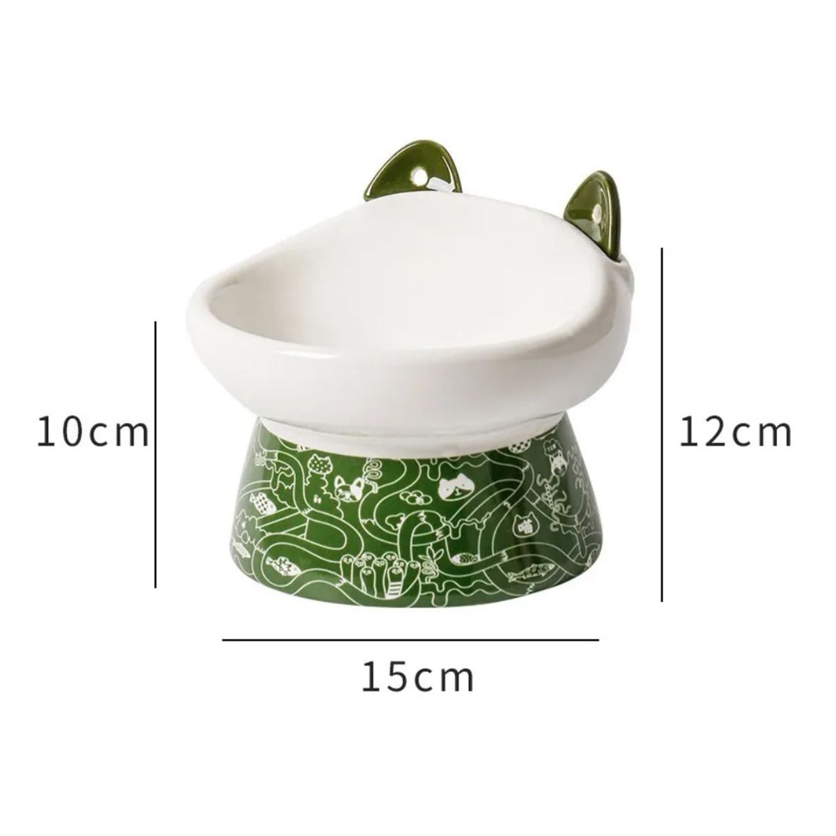 GENERICO - Plato Ceramica Orejas Tipo Cuchara Para Mascotas Verde
