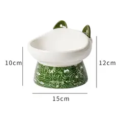 GENERICO - Plato Ceramica Orejas Tipo Cuchara Para Mascotas Verde