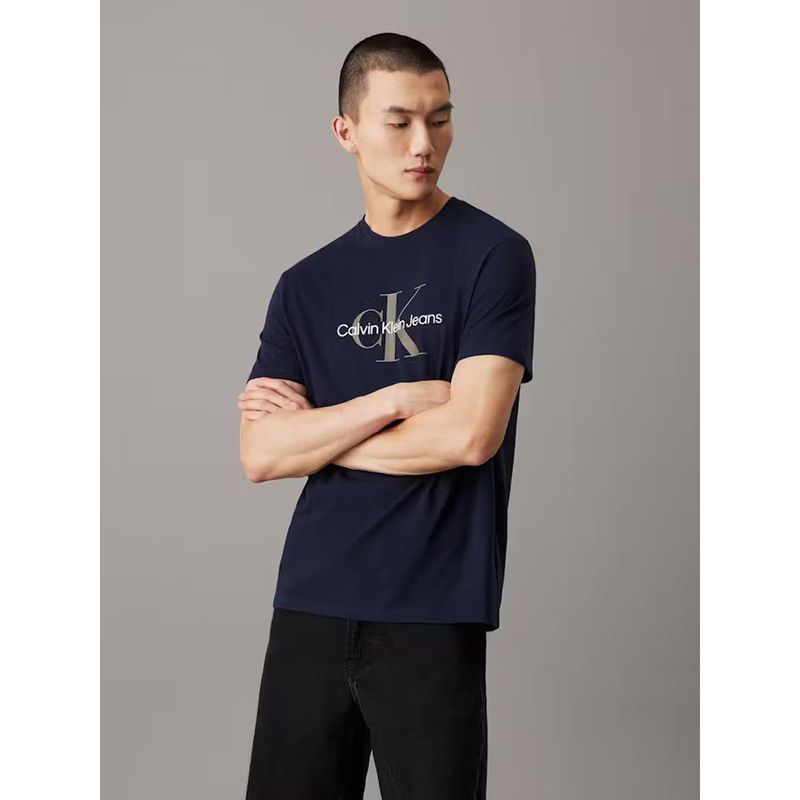 CALVIN KLEIN - Polera Monogram Azul Calvin Klein