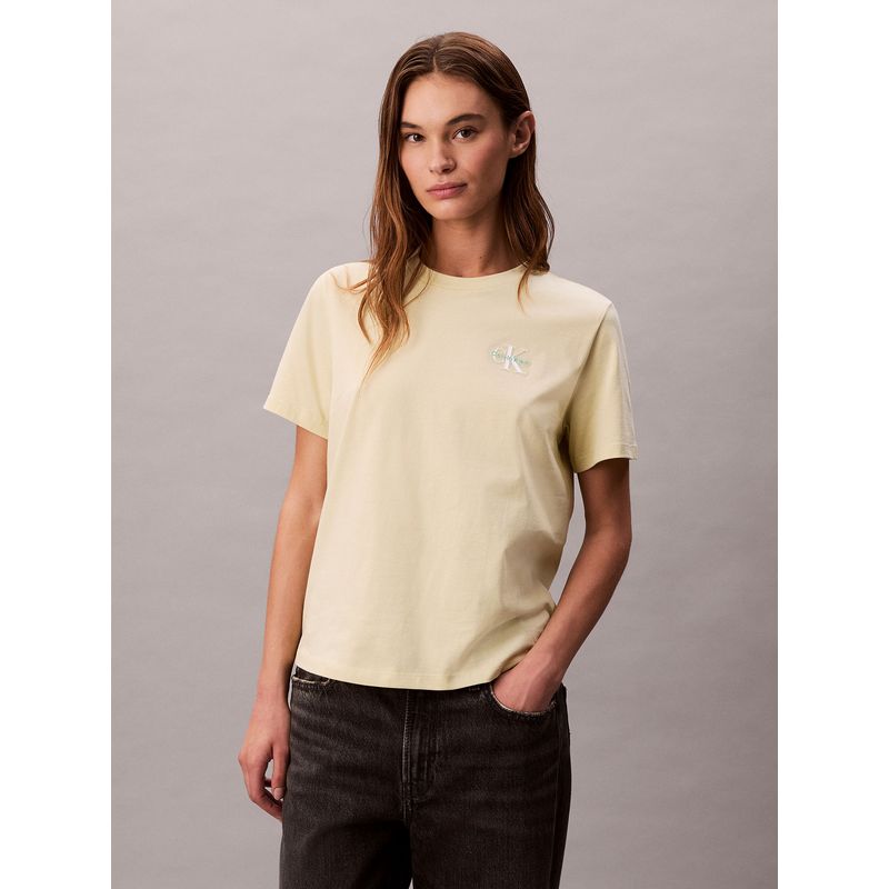 CALVIN KLEIN - Polera Clásica con Logotipo en Contraste Amarillo Calvin Klein